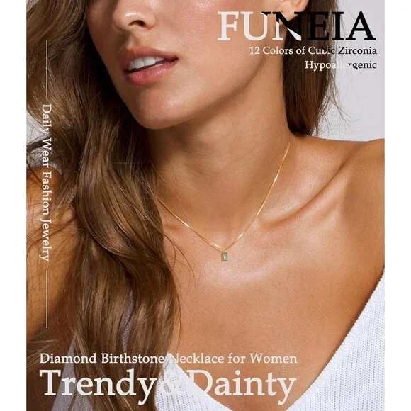 Women Aquamarine Emerald Birthstone Gold Blue Green Cubic Zirconia Pendant Gift - Picture 2 of 9